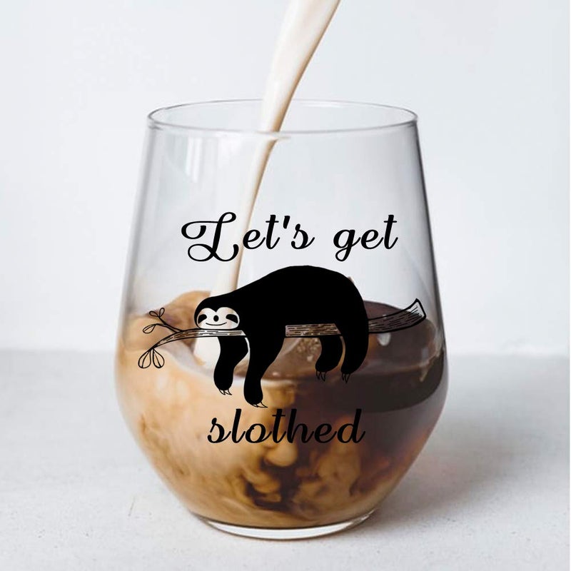Perfectinsoy Funny sloth Stemless Wine Glass, Cute Funny Sloth Gifts for Women, Christmas Gifts, Happy Valentine Gift, for Boy Friend, Girl Friend, Her His Birthday Anniversar - Image 4